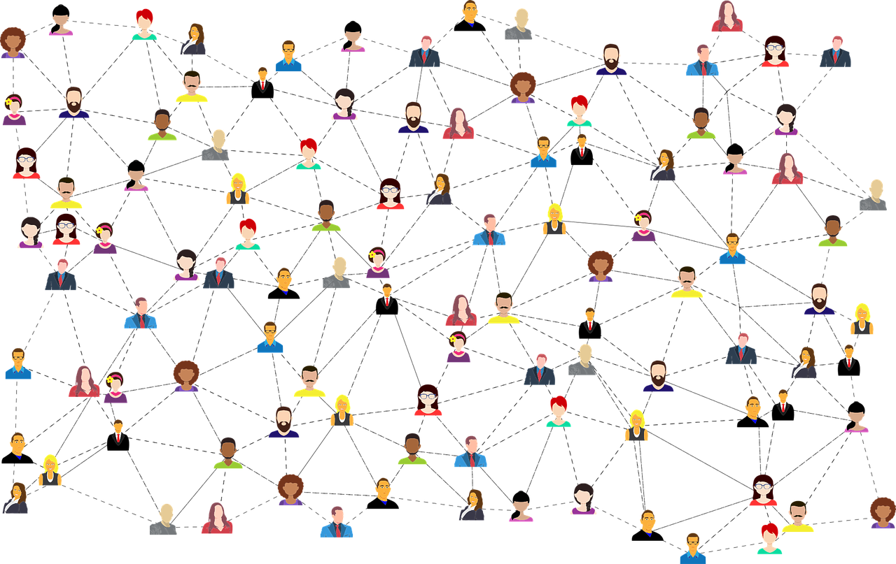 Conexiones de hombres y mujeres en vectores